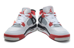 Air Jordan 4 Retro White and Red High-Top Sneakers