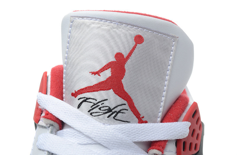 Air Jordan 4 Retro White and Red High-Top Sneakers