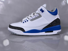Jordan 3 Retro White and Royal Blue Sneakers