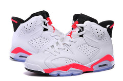 Air Jordan 6 High White and Infrared Basketball Sneakers