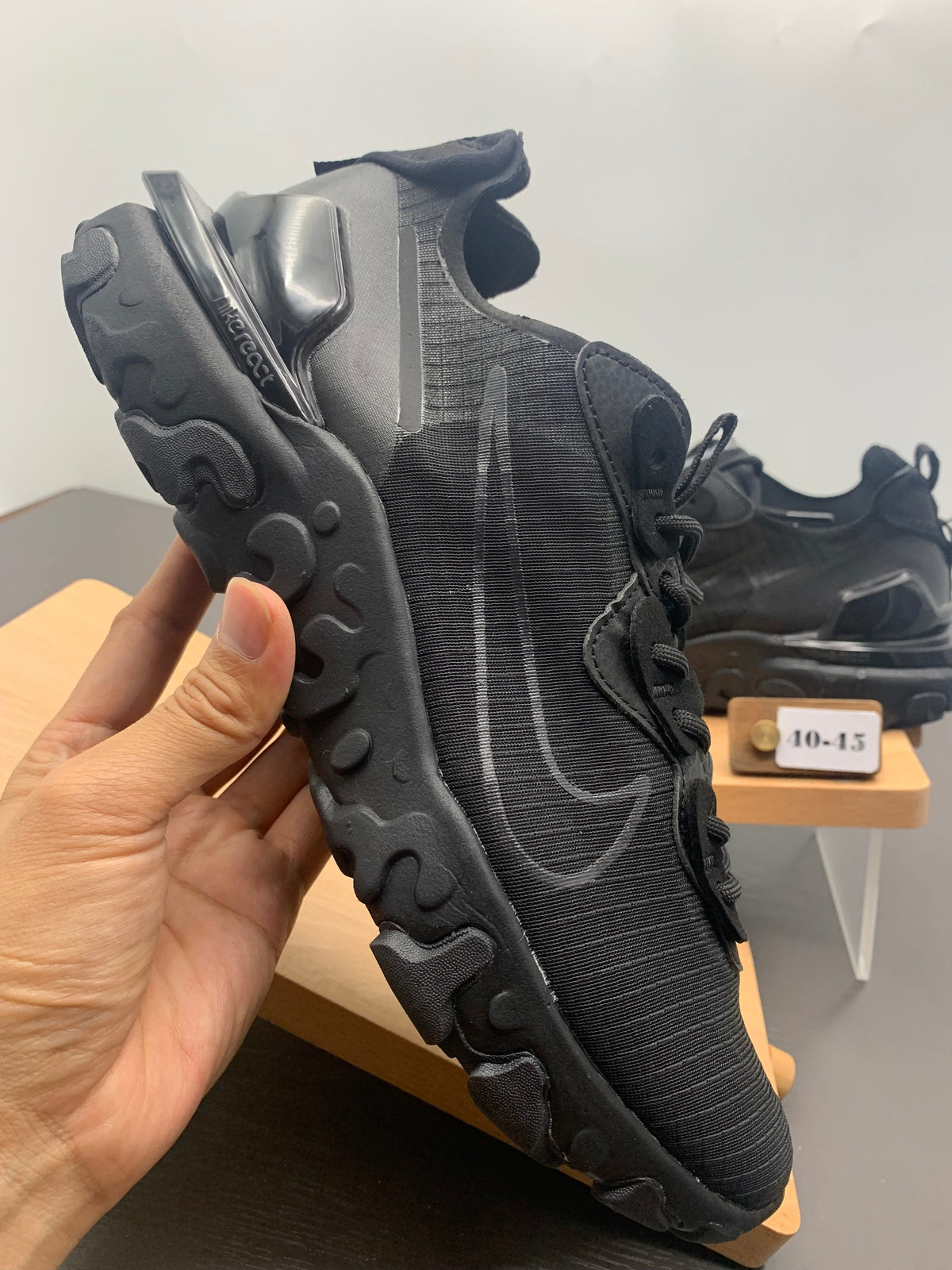 Nike React Black Grid-Textured Sneakers