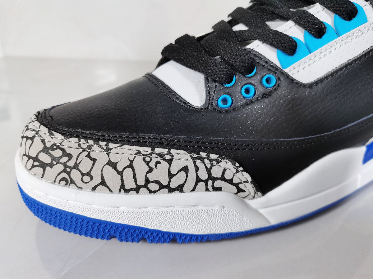 Jordan 3 Retro Black Blue Elephant Print Sneakers