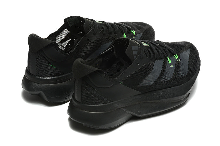Adidas Adizero Running Shoes, Black with Green Accents