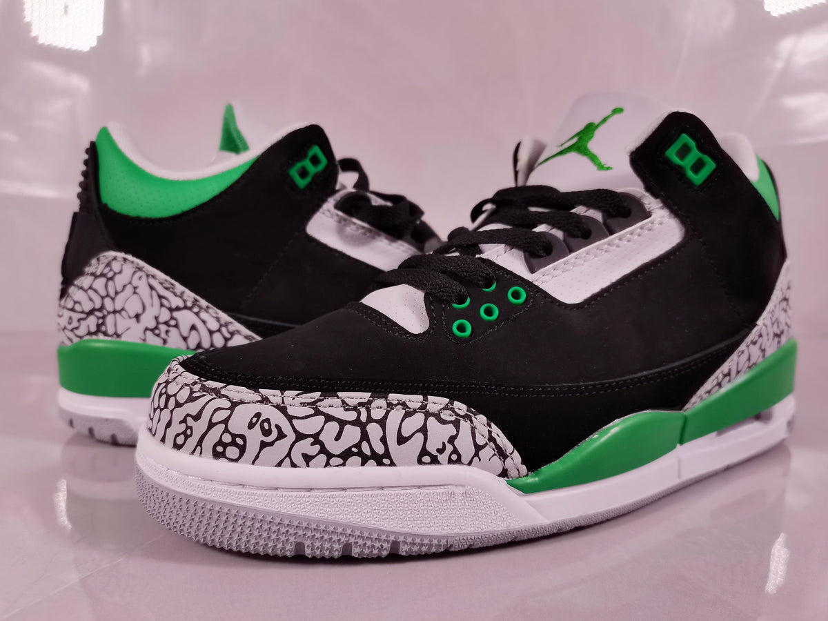 Jordan Air Jordan 3 Black Green Elephant Print Sneakers