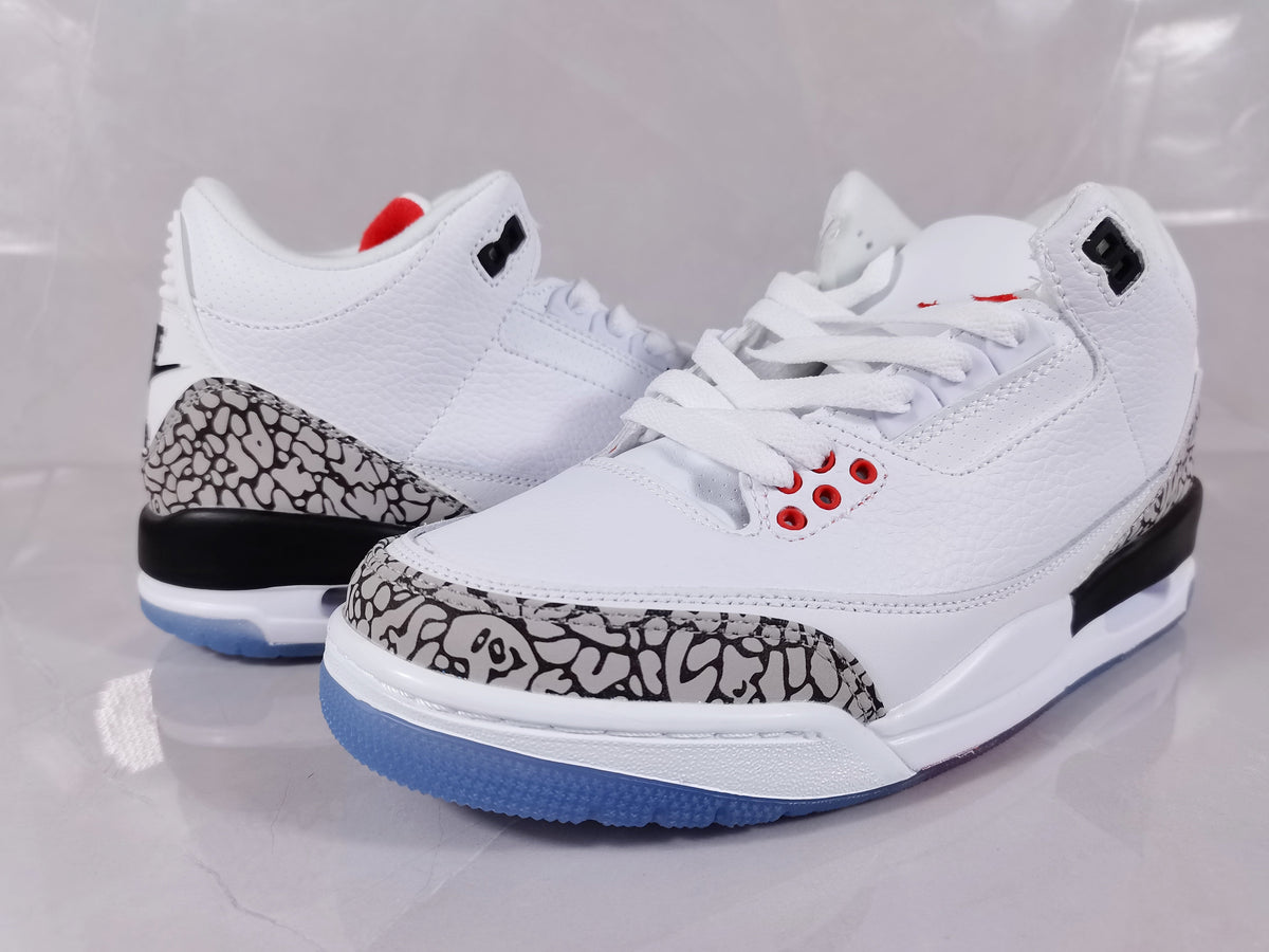 Jordan Air Jordan 3 Retro White Red Elephant Print Sneakers