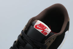 Jordan 1 Low Black and Brown Sneakers with White Swoosh