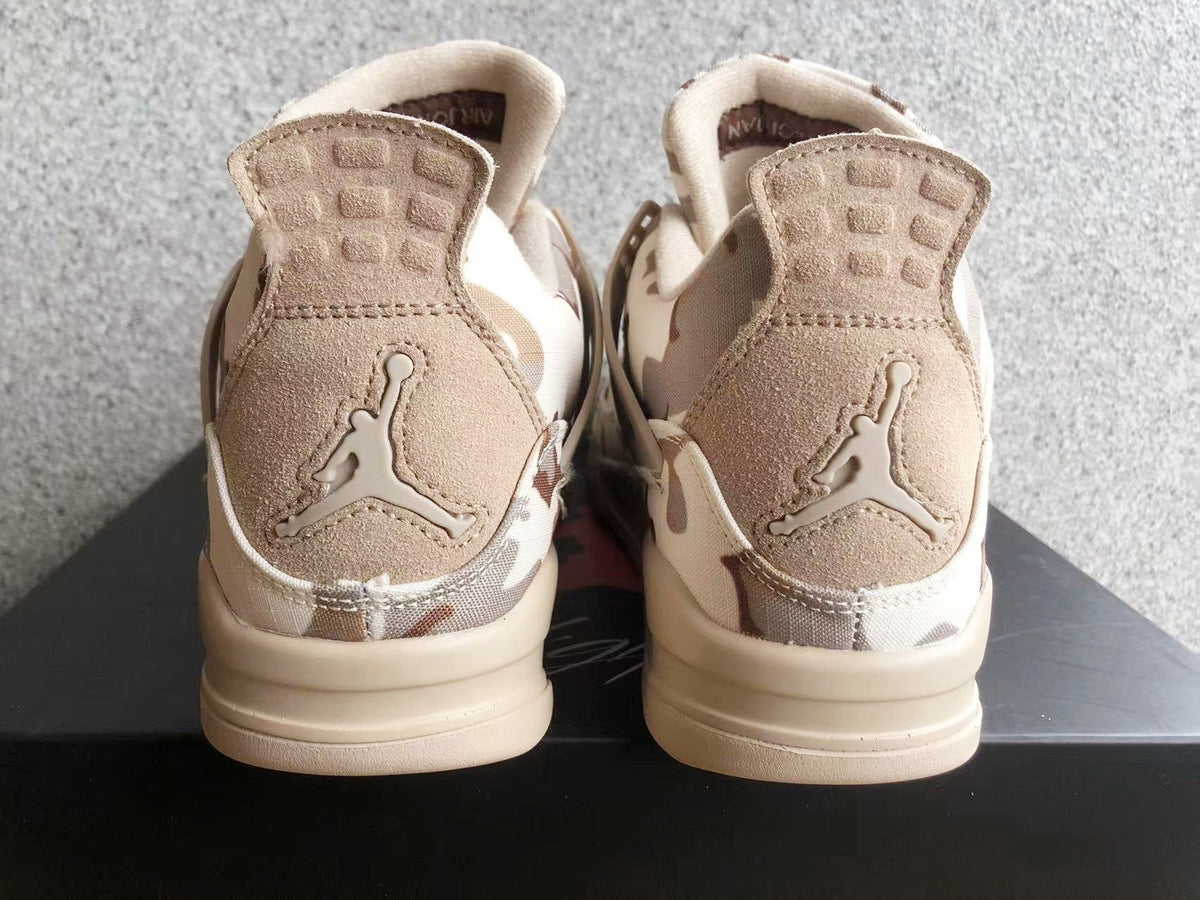 Jordan 4 Camo Denim Sneakers in Beige and Brown
