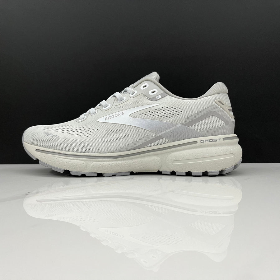 Brooks Ghost 15 Running Shoes in White and Grey