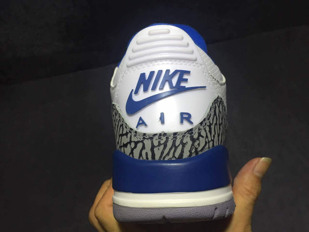 Air Jordan 3 White Blue High-Top Sneakers