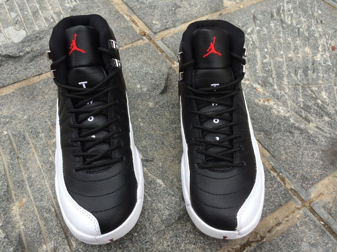 Air Jordan 12 Women's High-Top Sneakers, Black and White