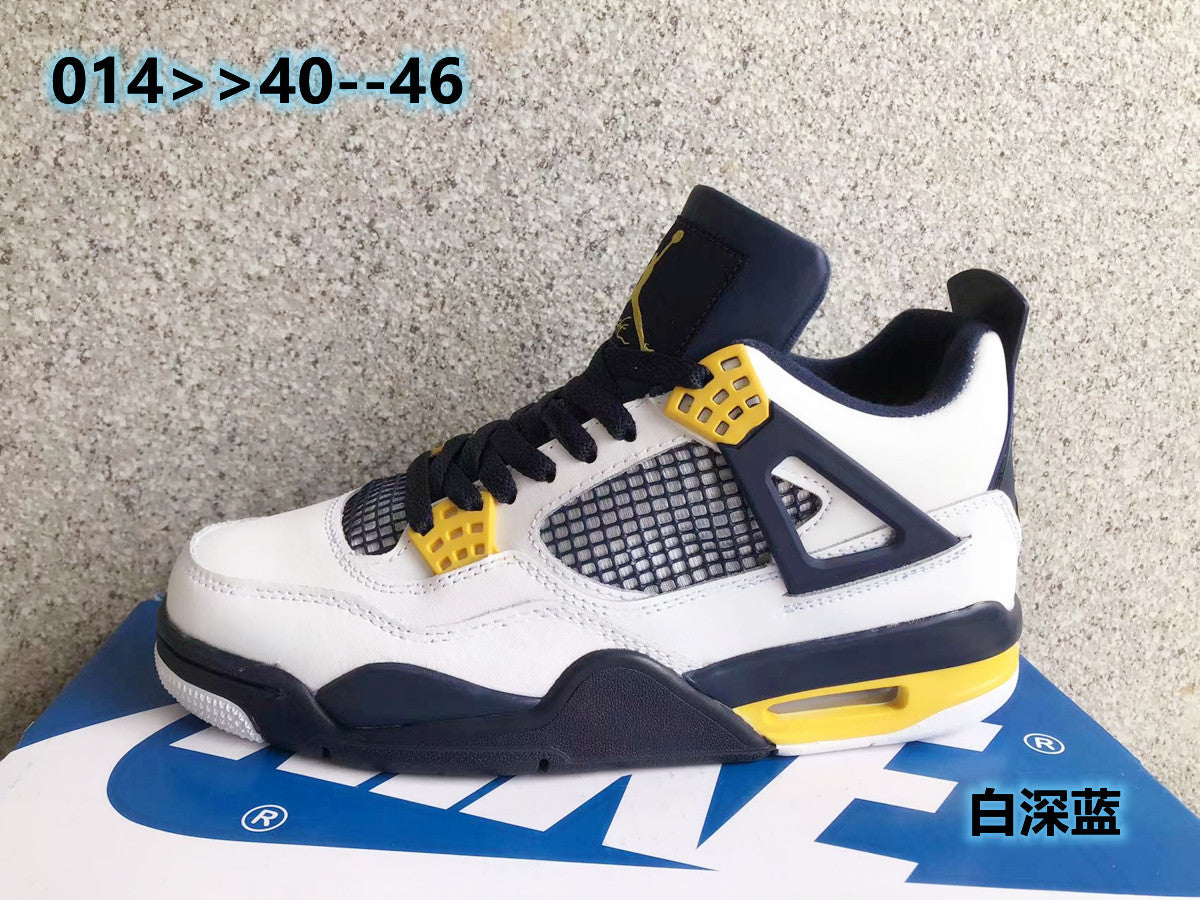 Jordan 4 White Deep Blue and Orange Sneakers