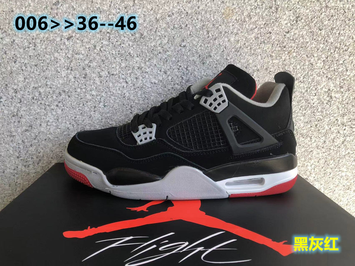 Jordan 4 Black Grey Red High-Top Sneakers