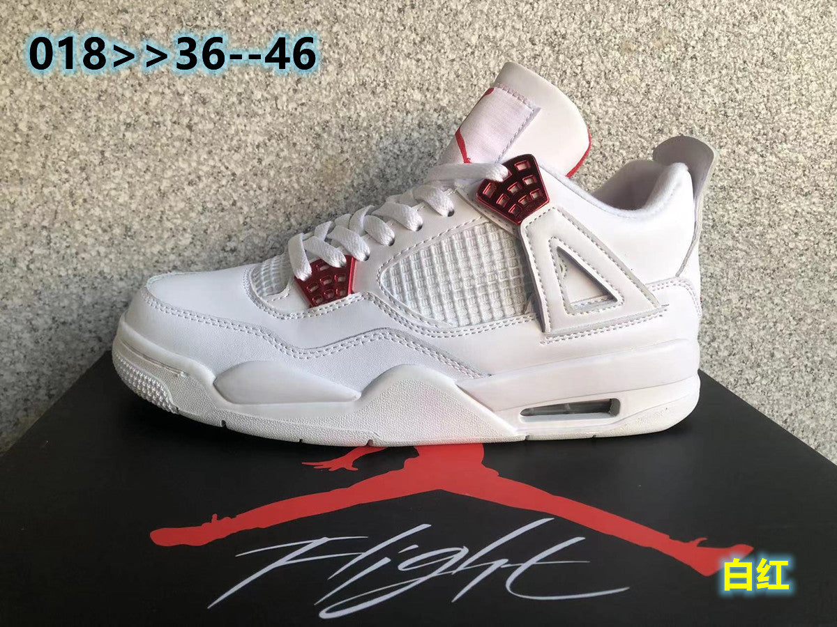 Jordan 4 White and Red High-Top Sneakers