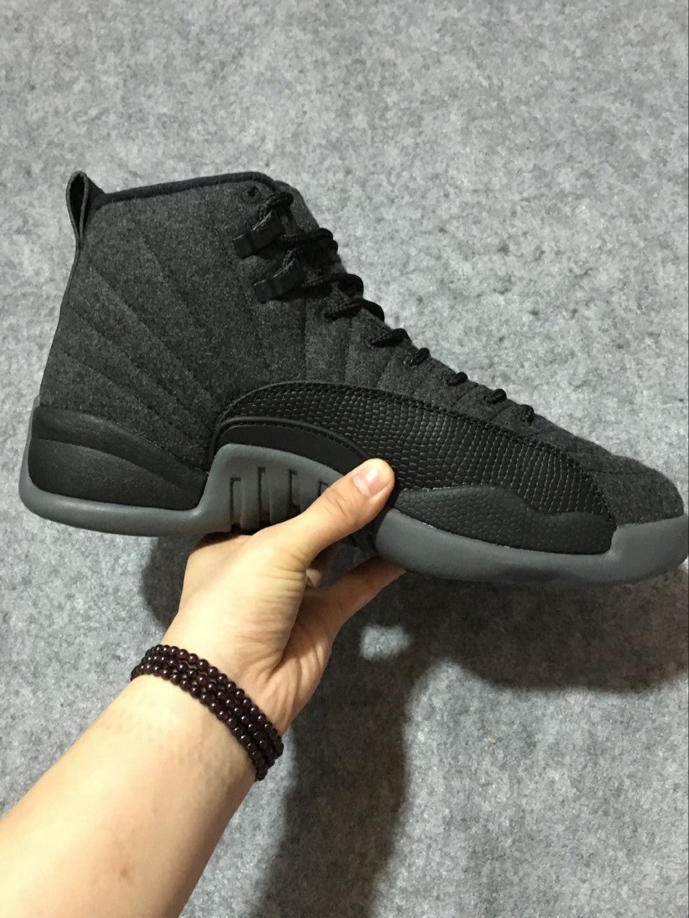 Air Jordan 12 High-Top Sneakers in Black and Grey