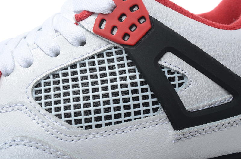Air Jordan 4 Retro White and Red High-Top Sneakers