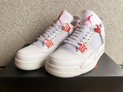 Jordan 4 White and Red High-Top Sneakers