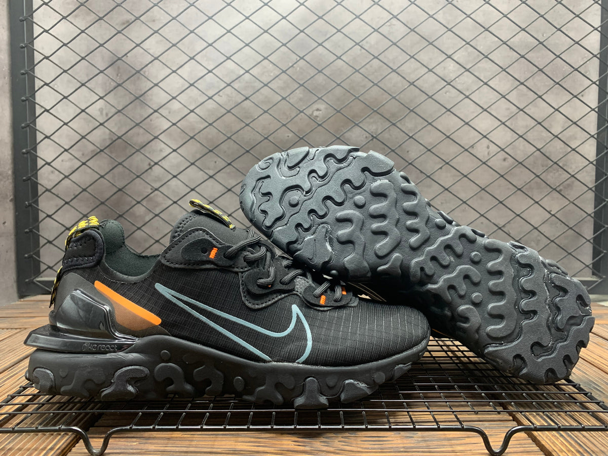 Nike React Vision Black Orange Blue Grid Sneakers