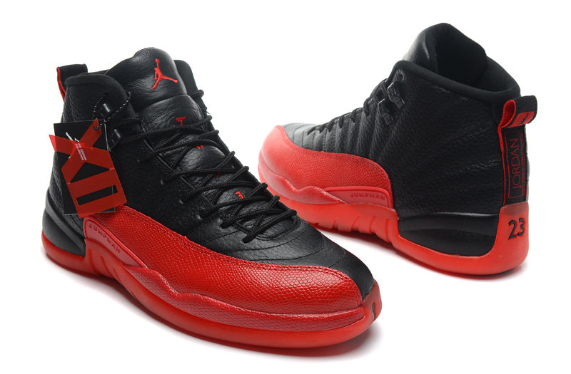 Air Jordan 12 Black and Red High-Top Basketball Sneakers