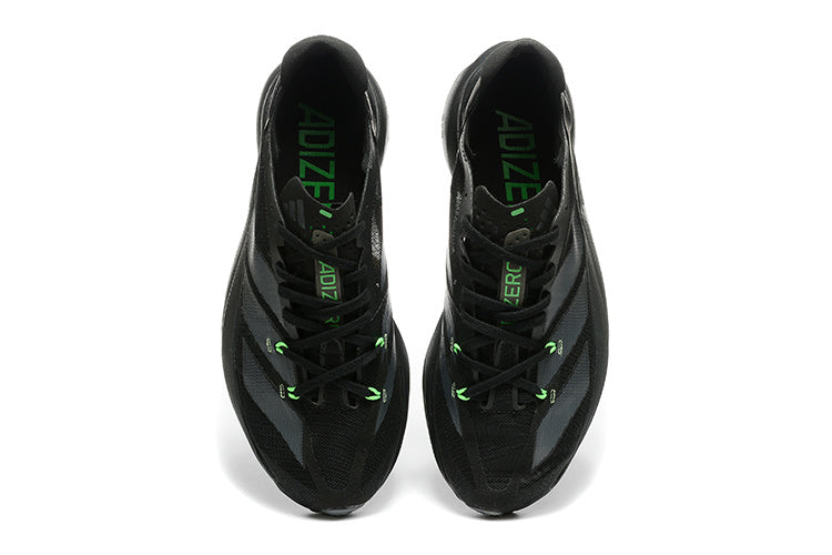 Adidas Adizero Running Shoes, Black with Green Accents