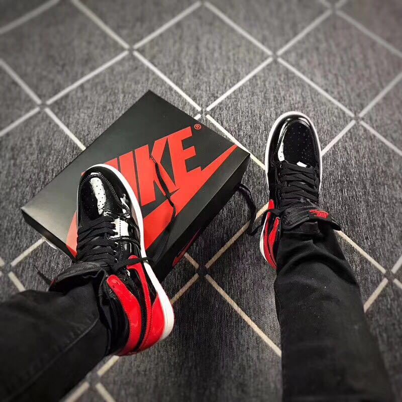 Jordan 1 High Black Red Mirror-Effect Sneakers