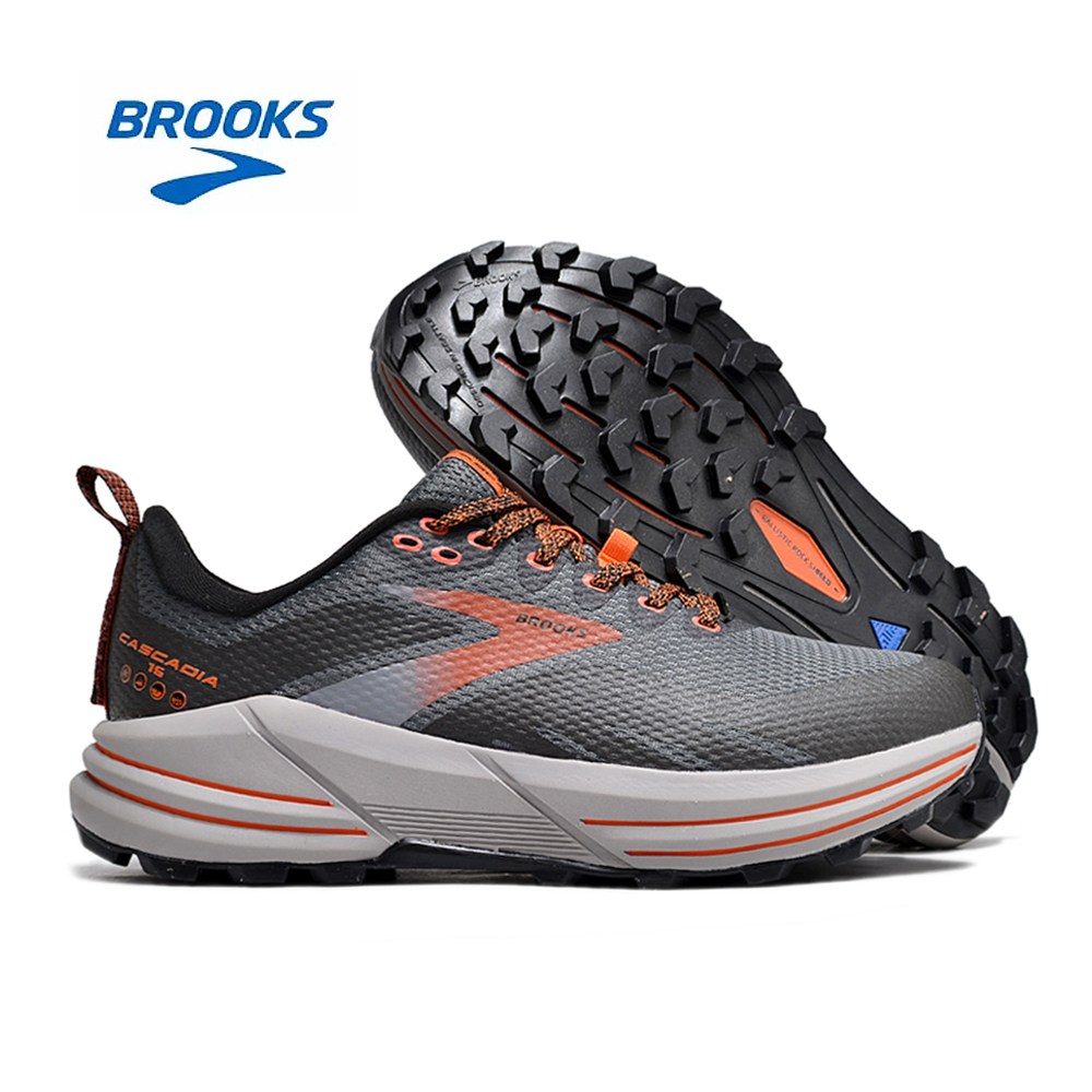 Brooks Cascadia 16 Trail Running Shoes in Gray and Orange