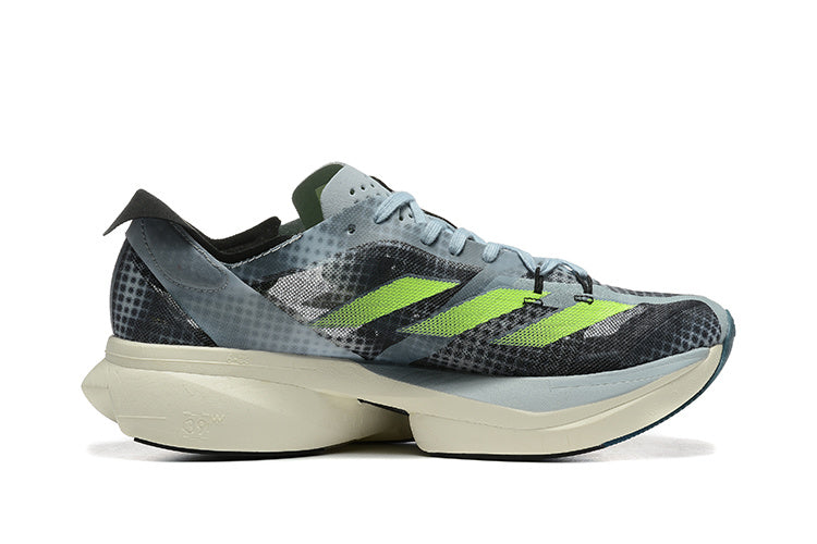 Adizero Adios Pro Running Shoes in Gray and Neon Green