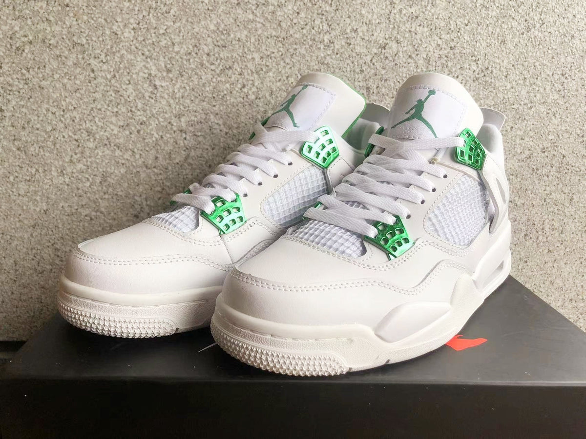 Jordan 4 White and Green Sneakers