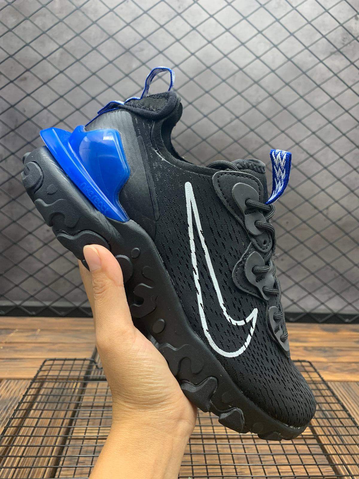 Nike React Vision Sneakers in Black, Blue and White
