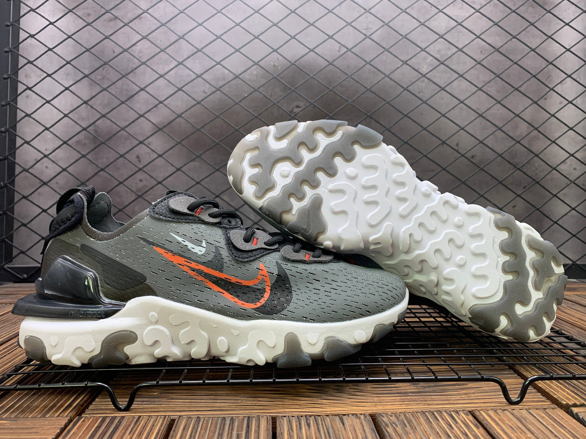 Nike React Sneakers, Charcoal Gray and Orange