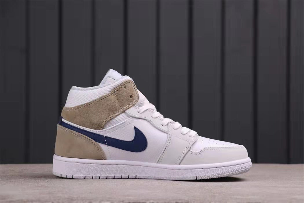 Jordan Air Jordan 1 Mid Sneakers White Navy Beige DO6726-100