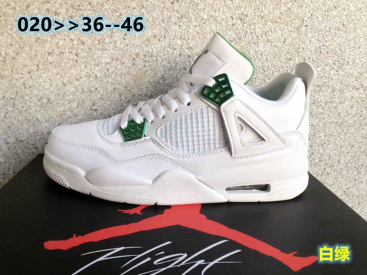 Jordan 4 White and Green Sneakers