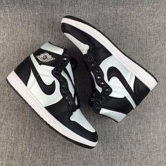 Air Jordan 1 High Black and White Satin-Style Sneakers