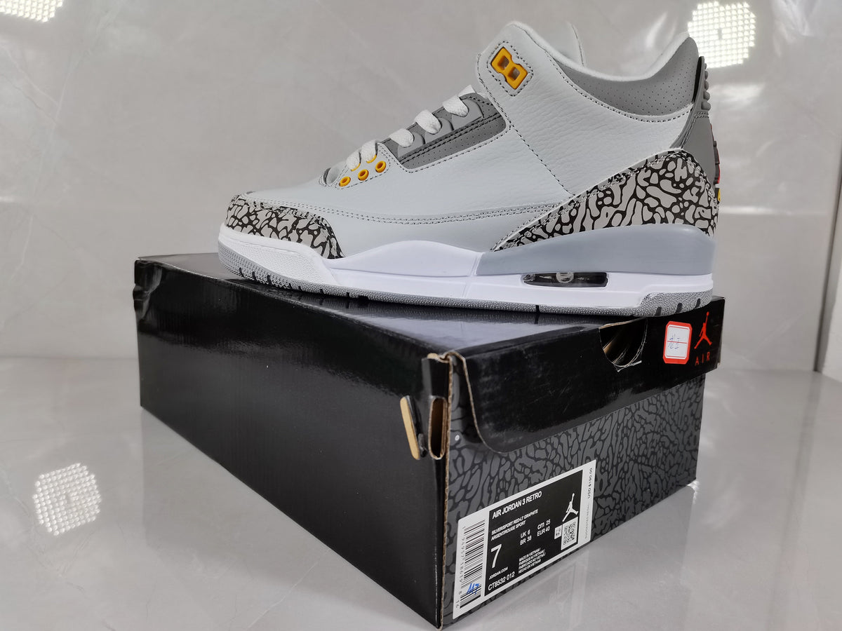 Jordan Air Jordan 3 Retro Grey and Orange Sneakers