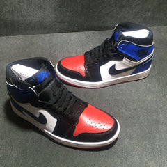 Jordan 1 High Three-Color Sneaker in Black, Blue and Red
