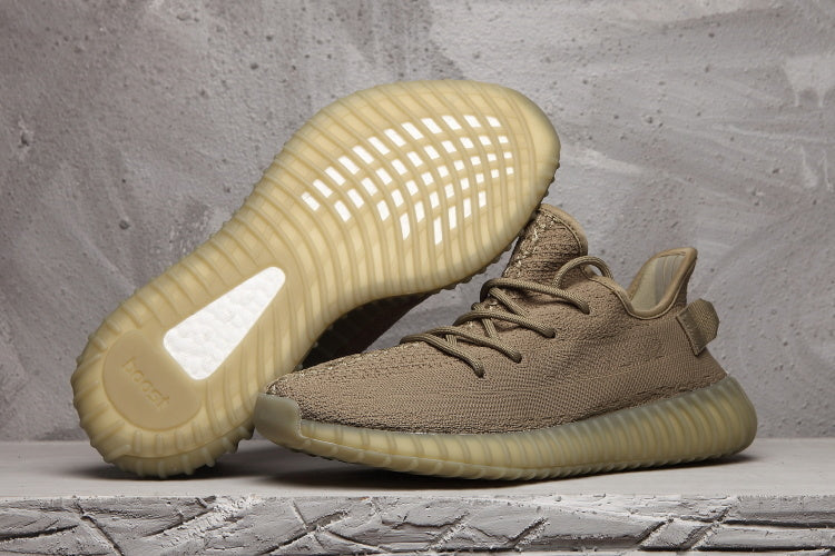 Yeezy 350 V2 Knit Sneakers in Taupe with Gum Sole