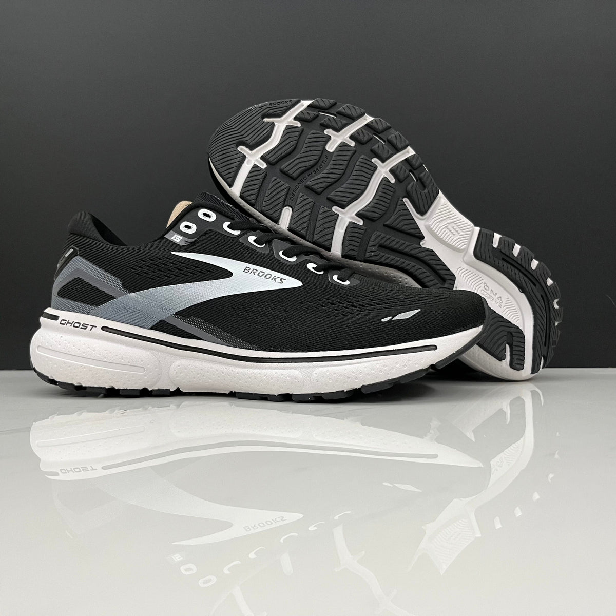 Brooks Ghost 15 Running Shoes, Black and White