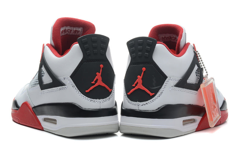 Air Jordan 4 Retro White and Red High-Top Sneakers