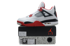 Air Jordan 4 Retro White and Red High-Top Sneakers