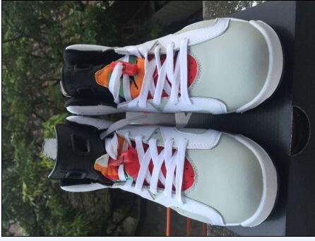 Air Jordan 6 Sneakers in White, Grey and Red