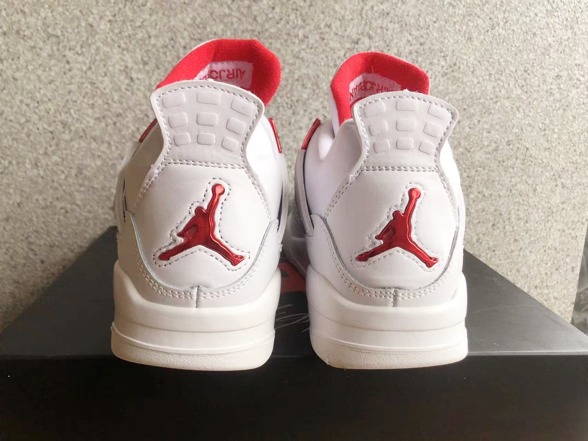 Jordan 4 White and Red High-Top Sneakers