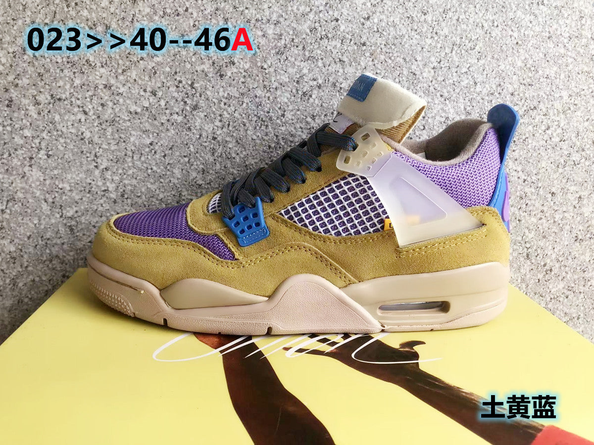 Jordan 4 Retro Sneakers in Tan and Blue