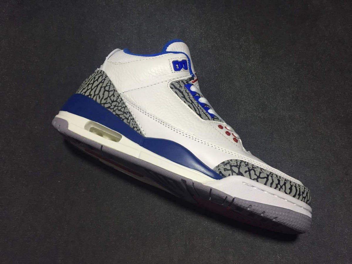Air Jordan 3 White Blue High-Top Sneakers
