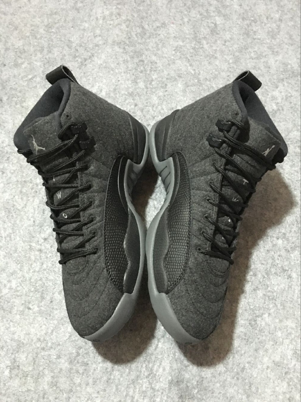 Air Jordan 12 High-Top Sneakers in Black and Grey
