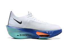 Nike ZoomX Running Shoes, White Blue and Orange