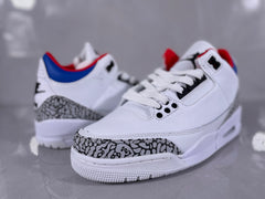 Jordan 3 Retro White Cement Sneakers White Grey Red Blue