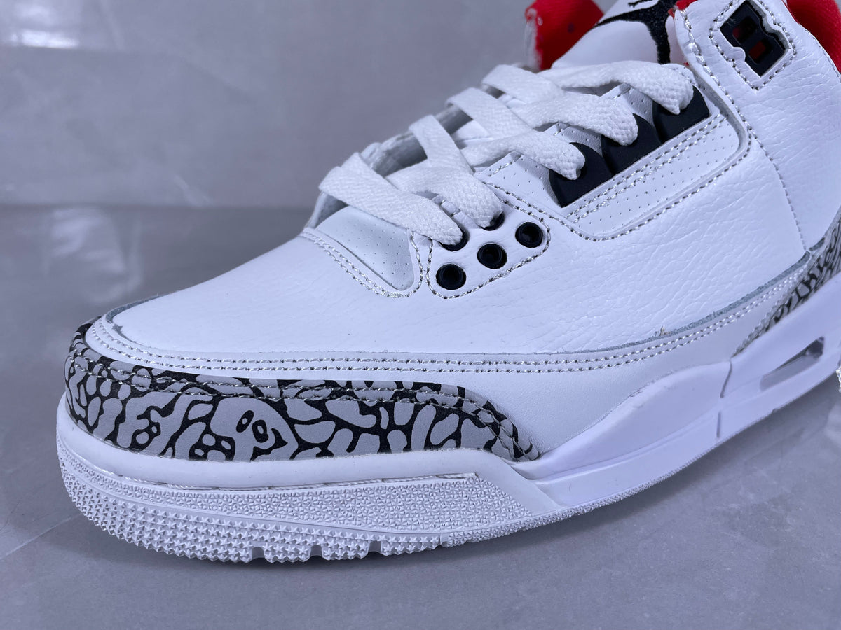 Jordan 3 Retro White Cement Sneakers White Grey Red Blue