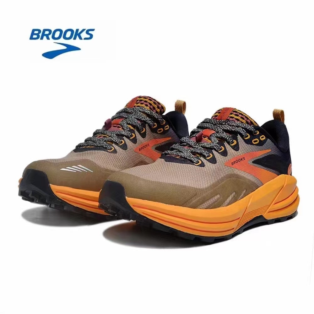 Brooks Cascadia 16 Trail Running Shoes in Tan and Orange