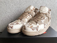 Jordan 4 Camo Denim Sneakers in Beige and Brown