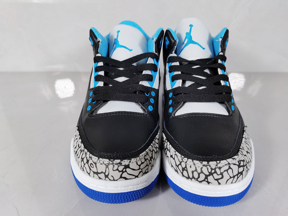 Jordan 3 Retro Black Blue Elephant Print Sneakers