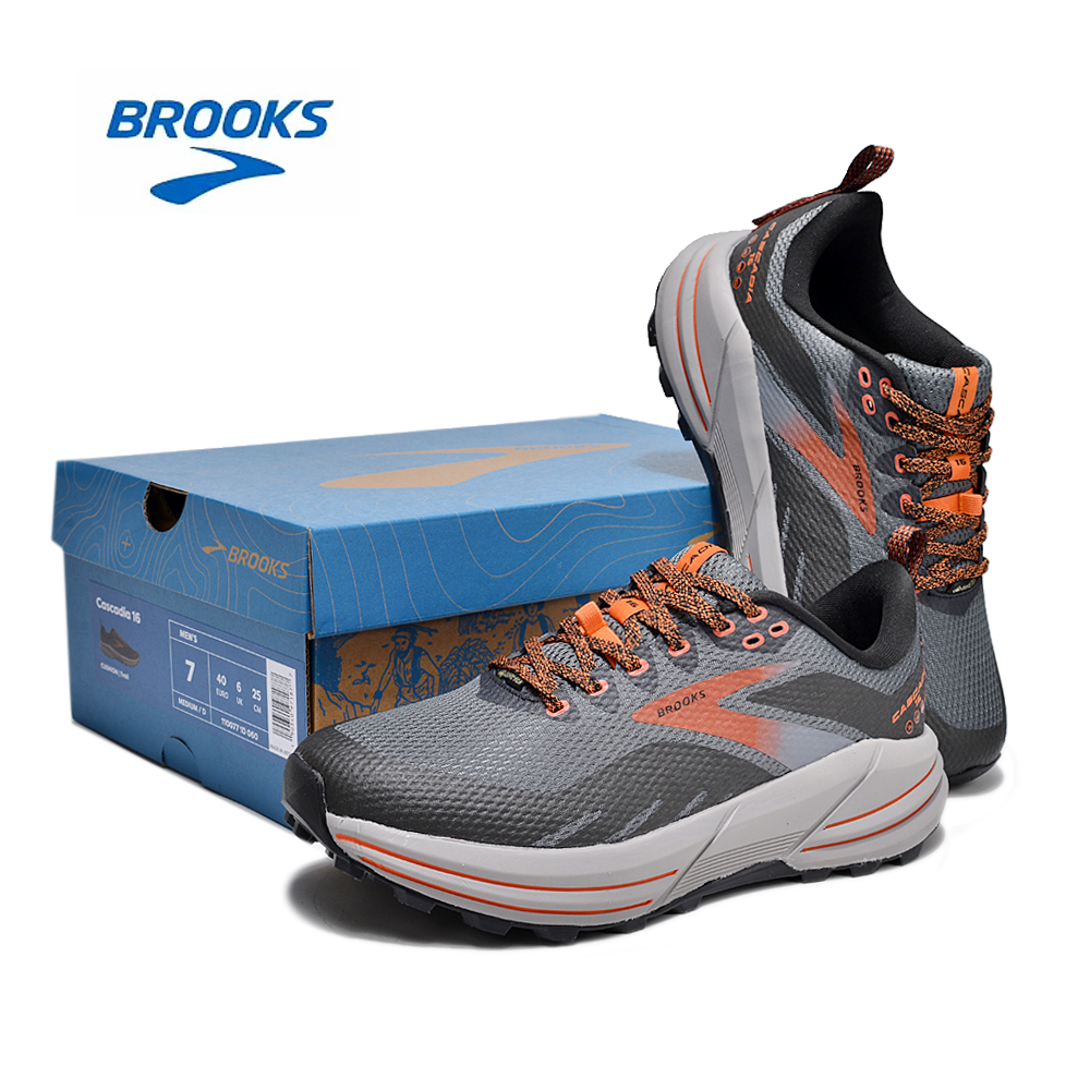 Brooks Cascadia 16 Trail Running Shoes in Gray and Orange